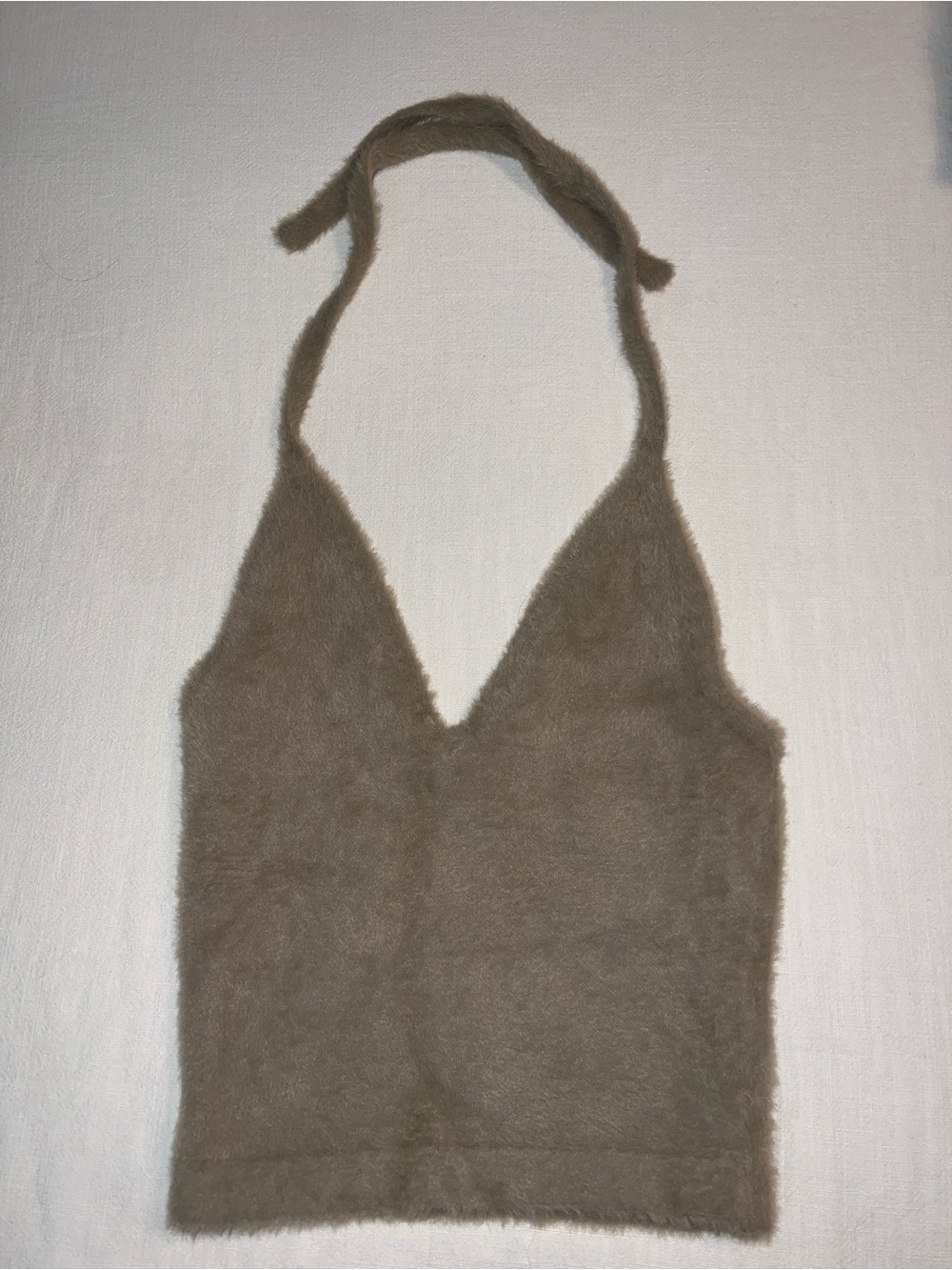 Gymshark Brown Fuzzy Halter Crop Top